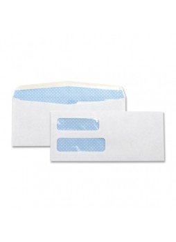 Envelopes Double Window - #10 (4.25" x 9.50") - 24 lb - Gummed - Wove - 500/Box - White - bsn36694